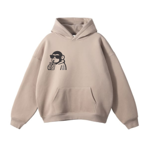 The "Monkey Sip" Oversized Hoodie – Sand Edition