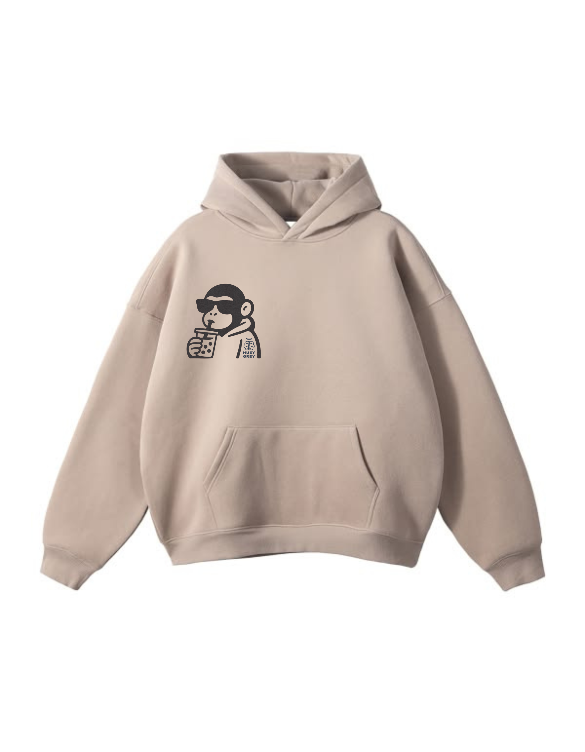 The "Monkey Sip" Oversized Hoodie – Sand Edition The "Monkey Sip" Oversized Hoodie – Sand Edition