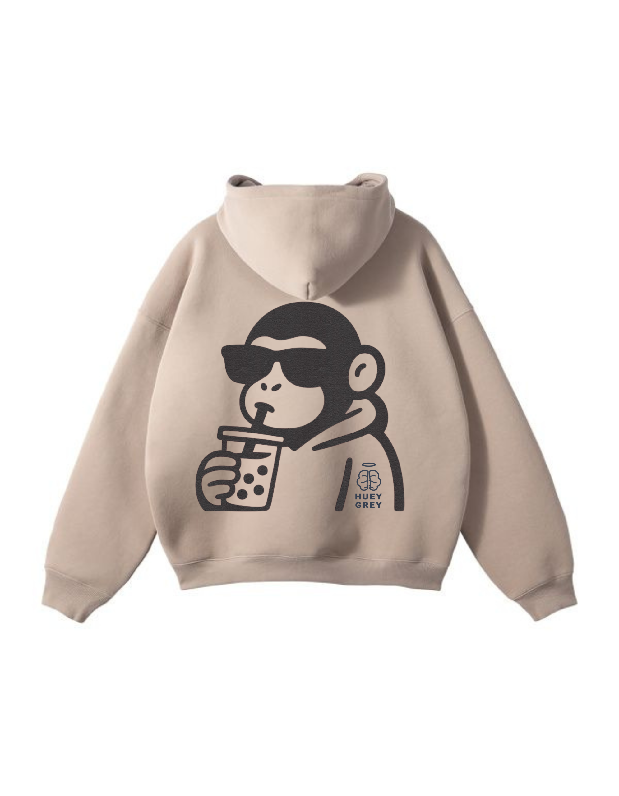 The "Monkey Sip" Oversized Hoodie – Sand Edition The "Monkey Sip" Oversized Hoodie – Sand Edition