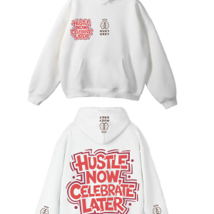 The "Hustle Now" Oversized Hoodie – Arctic White Edition