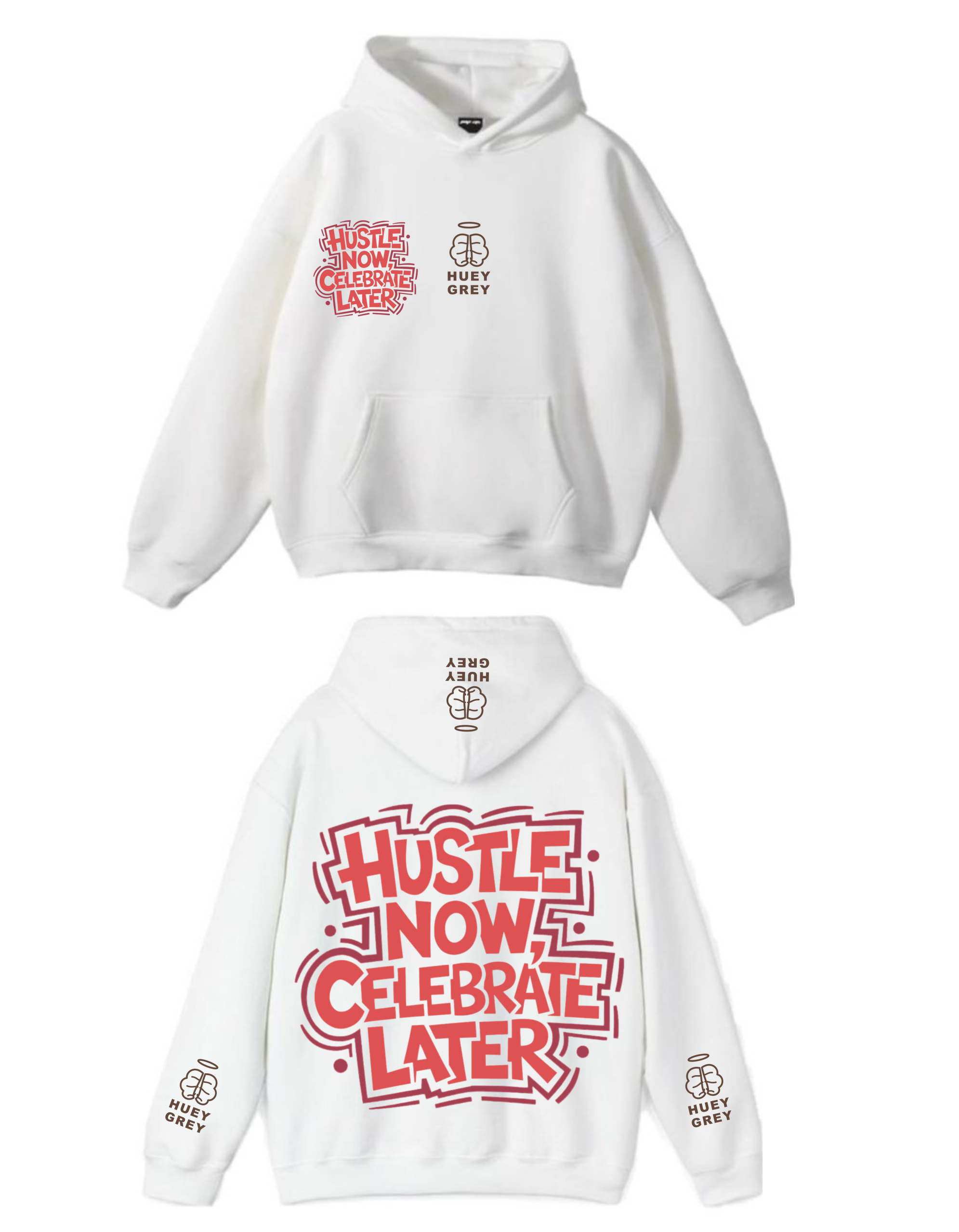 The "Hustle Now" Oversized Hoodie – Arctic White Edition The "Hustle Now" Oversized Hoodie – Arctic White Edition